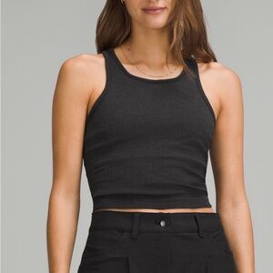 Lululemon Athletica Black Fitted Crop Tank Top